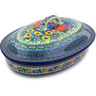 Polish Pottery Baker with Cover 14&quot; Splendid Meadow UNIKAT