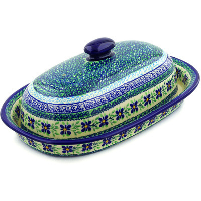 Polish Pottery Baker with Cover 15&quot; Sweet Violet
