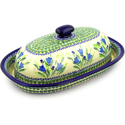 Polish Pottery Baker with Cover 15&quot; Tulip Fields UNIKAT