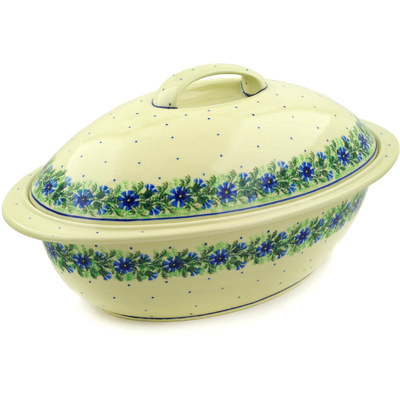 Polish Pottery Baker with Cover 16&quot; Polish Wreath