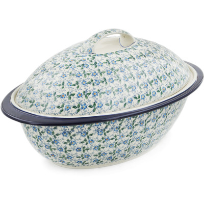 Polish Pottery Baker with Cover 16&quot; Summer Wind