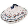 Polish Pottery Baker with Cover 16&quot; Winter Bullfinch
