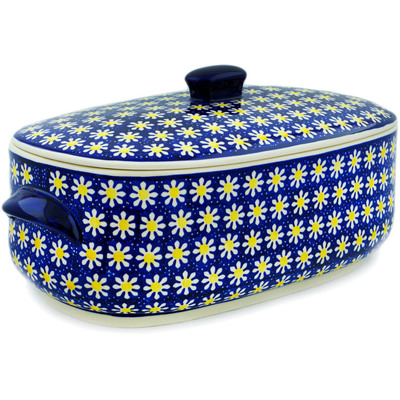 Polish Pottery Baker with Cover 18&quot; Daisy