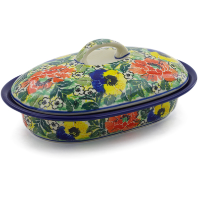 Polish Pottery Baker with Cover 8&quot; Breathtaking UNIKAT