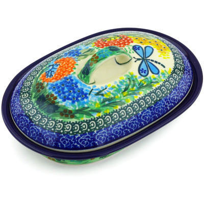 Polish Pottery Baker with Cover 8&quot; Garden Delight UNIKAT
