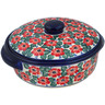 Polish Pottery Baker with Cover 9&quot; Poppies Meadow UNIKAT
