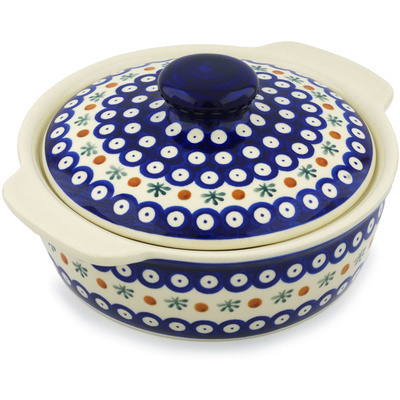 Polish Pottery Baker with Cover with Handles 11&quot; Mosquito