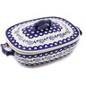 Polish Pottery Baker with Cover with Handles 12&quot; Peacock Forget-me-not