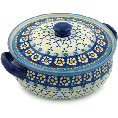Polish Pottery Baker with Cover with Handles 13&quot;