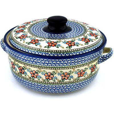 Polish Pottery Baker with Cover with Handles 14&quot; Lancaster Rose