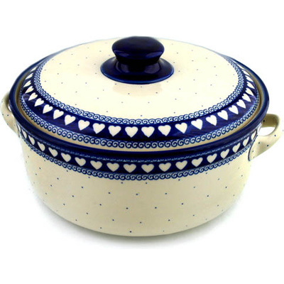 Polish Pottery Baker with Cover with Handles 14&quot; Light Hearted