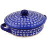 Polish Pottery Baker with Cover with Handles 8&quot; Azul Garden
