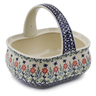 Polish Pottery Basket with Handle 10&quot; Last Summer Flowers