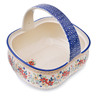 Polish Pottery Basket with Handle 10&quot; Summer Bouquet UNIKAT