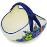 Polish Pottery Basket with Handle 10&quot; Summertime Blues