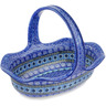Polish Pottery Basket with Handle 11&quot; Aztec Sky