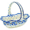 Polish Pottery Basket with Handle 11&quot; Blue Spring