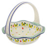 Polish Pottery Basket with Handle 11" Egg Hunt