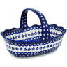 Polish Pottery Basket with Handle 11&quot; Flowering Peacock