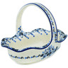 Polish Pottery Basket with Handle 11&quot; Flowers At Dusk