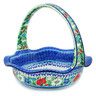 Polish Pottery Basket with Handle 11&quot; Polish Fields UNIKAT