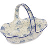 Polish Pottery Basket with Handle 11&quot; Rain Clouds