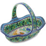 Polish Pottery Basket with Handle 11&quot; Spring Garden UNIKAT