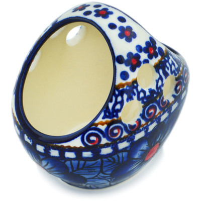Polish Pottery Basket with Handle 3&quot; Blue Heaven