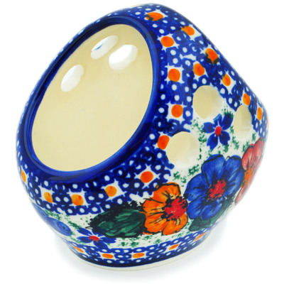 Polish Pottery Basket with Handle 3&quot; Bold Pansy
