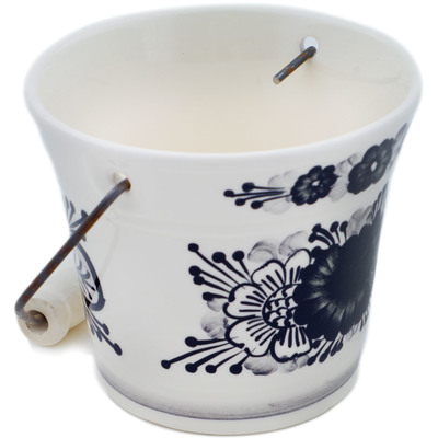 Faience Basket with Handle 7&quot; Black
