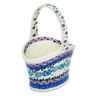 Polish Pottery Basket with Handle 7&quot; Blooming Blues