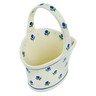 Polish Pottery Basket with Handle 7&quot; Blue Buds