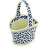 Polish Pottery Basket with Handle 7&quot; Blue Confetti