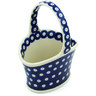 Polish Pottery Basket with Handle 7&quot; Blue Eyes