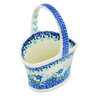 Polish Pottery Basket with Handle 7&quot; Blue Joy