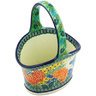 Polish Pottery Basket with Handle 7&quot; Garden Delight UNIKAT
