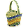 Polish Pottery Basket with Handle 7&quot; Grecian Sea