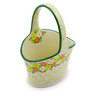 Polish Pottery Basket with Handle 7&quot; Peaceful Periwinkle UNIKAT