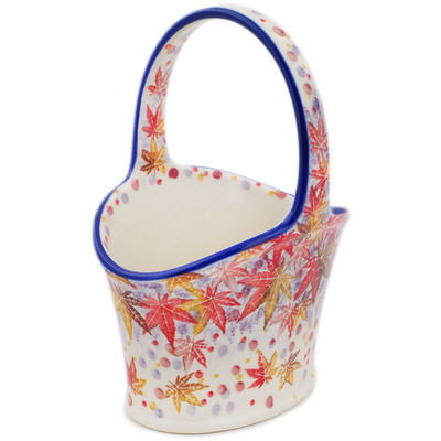 Polish Pottery Basket with Handle 7&quot; Perfect Autumn UNIKAT
