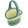 Polish Pottery Basket with Handle 7&quot; Prairie Land UNIKAT