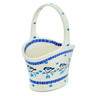 Polish Pottery Basket with Handle 7&quot; Winter Sparrow