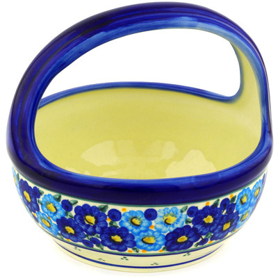 Polish Pottery Basket with Handle 8&quot; Aura