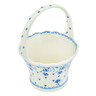 Polish Pottery Basket with Handle 8&quot; Blue Grapevine