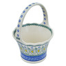 Polish Pottery Basket with Handle 8&quot; Crazy Daisy
