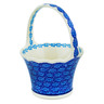 Polish Pottery Basket with Handle 8&quot; Deep Into The Blue Sea