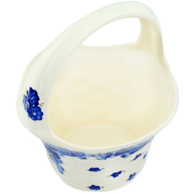 Faience Basket with Handle 8&quot; Lagoon