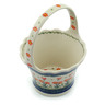 Polish Pottery Basket with Handle 8&quot; Peach Spring Daisy