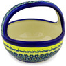 Polish Pottery Basket with Handle 8&quot; Peacock Bumble Bee