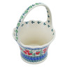Polish Pottery Basket with Handle 8&quot; Red Pansy