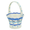 Polish Pottery Basket with Handle 8&quot; Winter Sparrow
